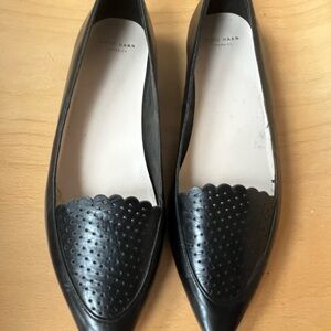 Cole Haan Black Pointed Toe Flats with Scalloped Studded Vamp (8.5)